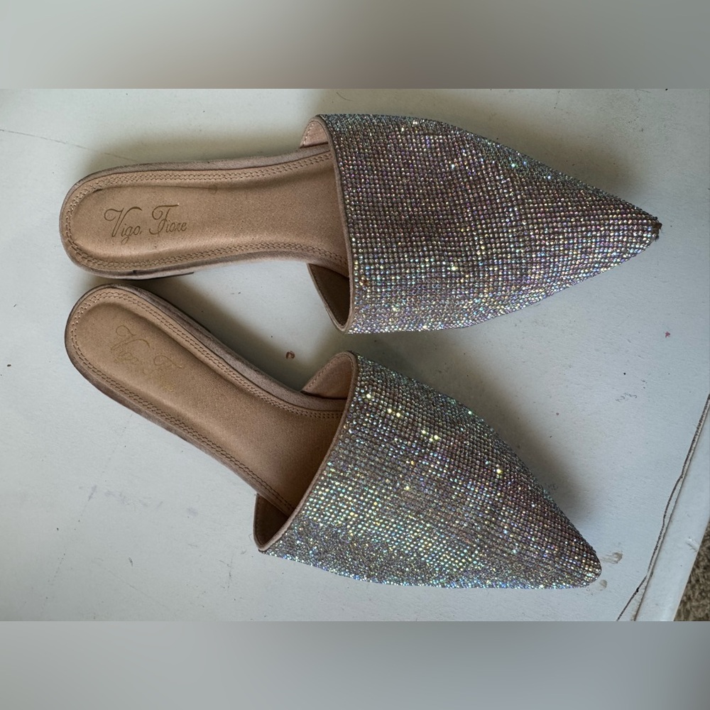 Vigo Fiore Swarovski Silver Glitter Flats